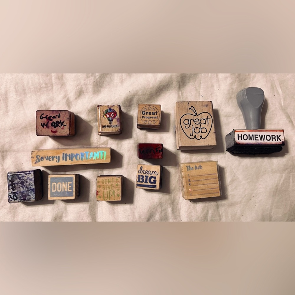 Teacher Rubber Stamps Classroom Comment School Education Motivational Used
